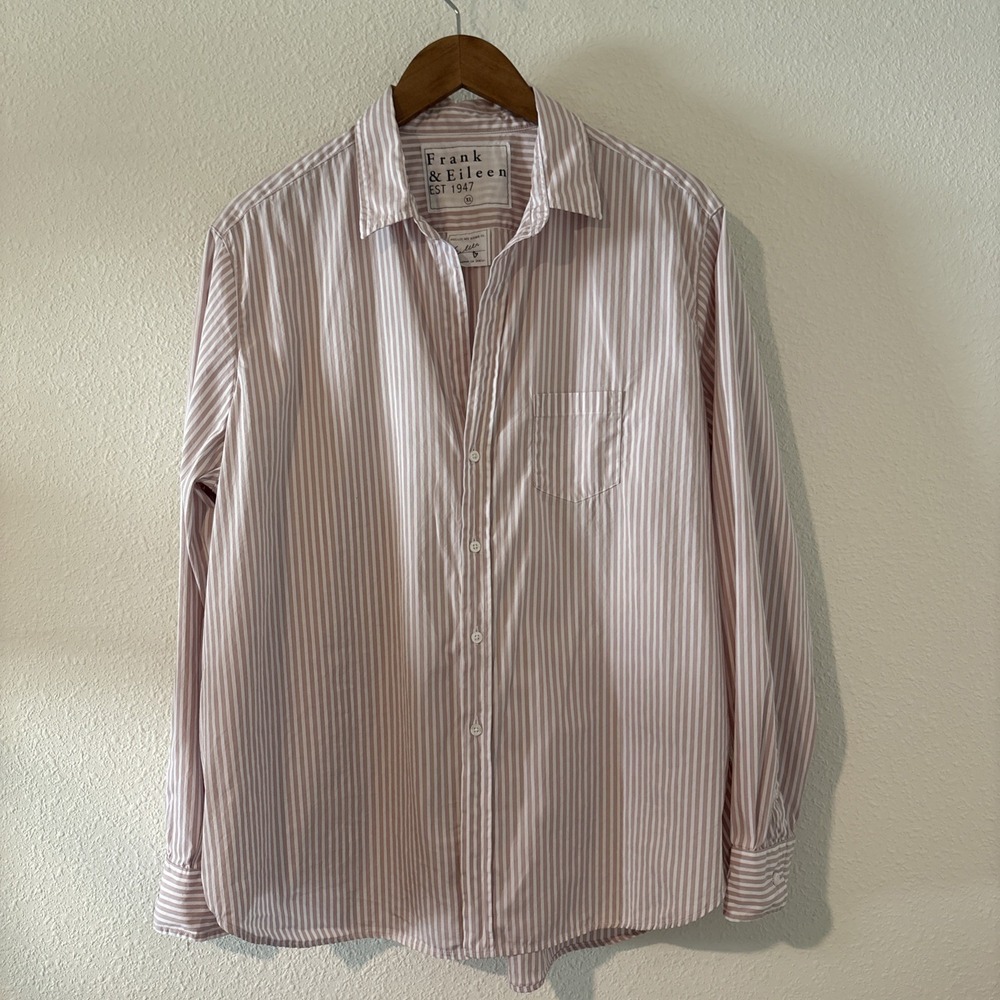 Frank & Eileen "Eileen" Striped Relaxed Fit Italian Fabric Button Shirt Size XL